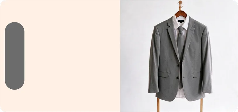 Terno cinza-chumbo no cabide